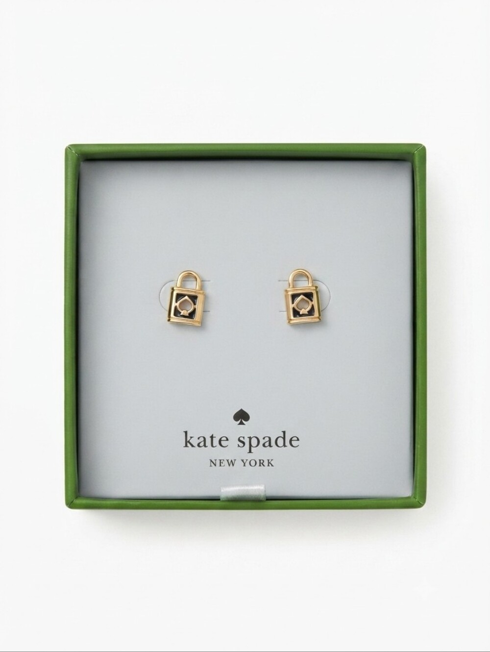 Kate Spade New York Lock Stud Earrings Gold Tone Mini Padlock Studs
